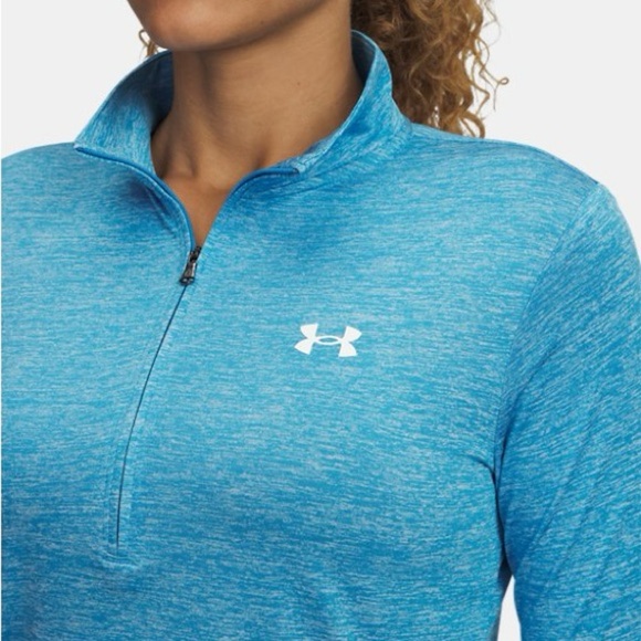 Under Armour Women's Tech Twist Half Zip Heathered Blue Long Sleeve Shirt - Picture 3 of 13